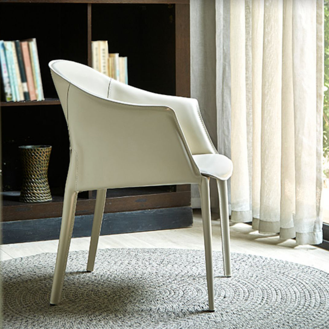 Silla de comedor de metal moderno, silla de comedor de cuero para uso en restaurantes