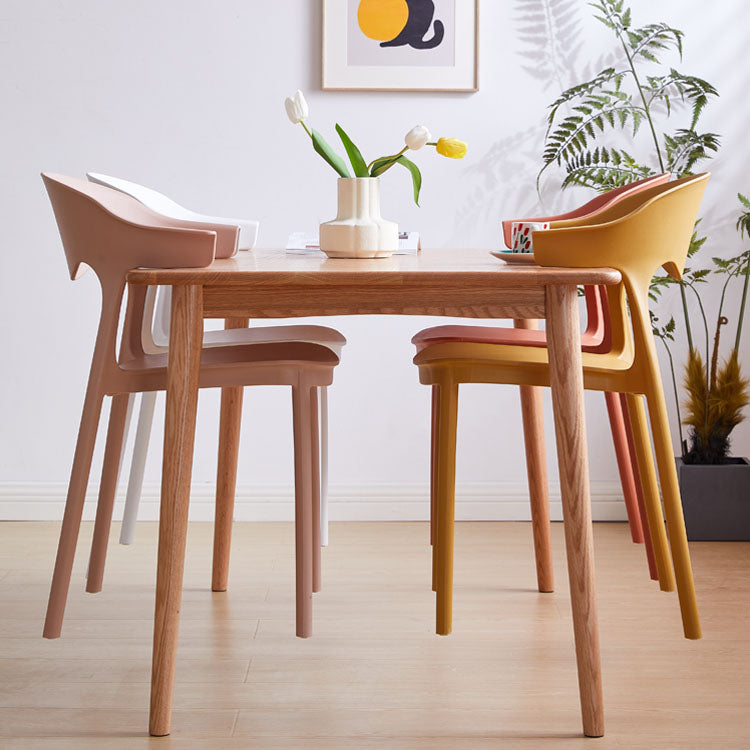 Silla apilable de cocina contemporánea, silla lateral sin brazos con patas de plástico