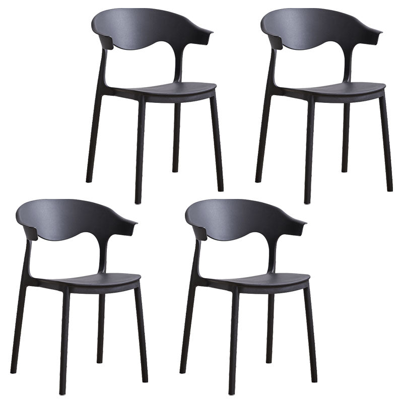 Silla apilable de cocina contemporánea, silla lateral sin brazos con patas de plástico