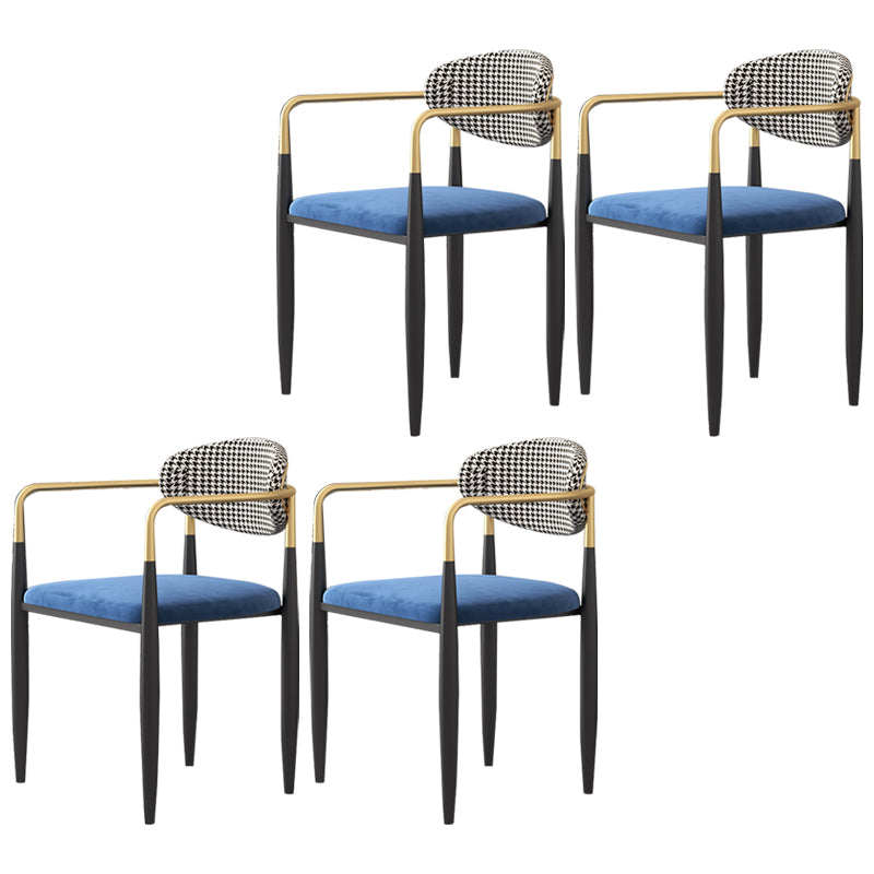Silla de cocina contemporánea, silla auxiliar con brazo de comedor y patas de metal
