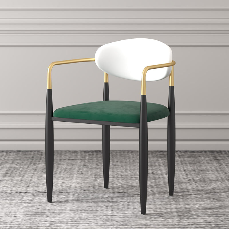 Silla de cocina contemporánea, silla auxiliar con brazo de comedor y patas de metal