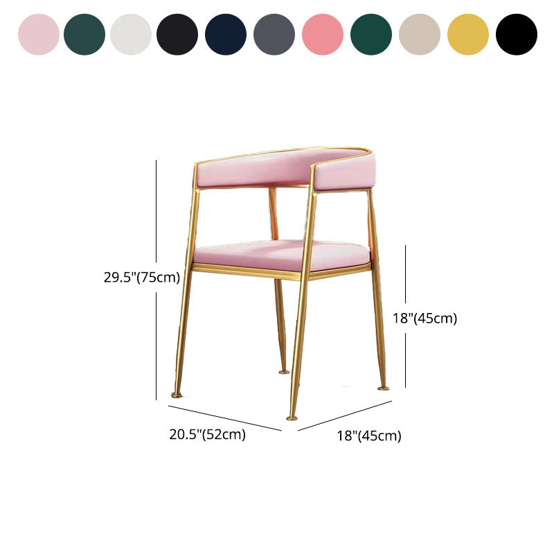 Silla de comedor tapizada con brazo de metal Glam, silla lateral de comedor para uso en restaurantes