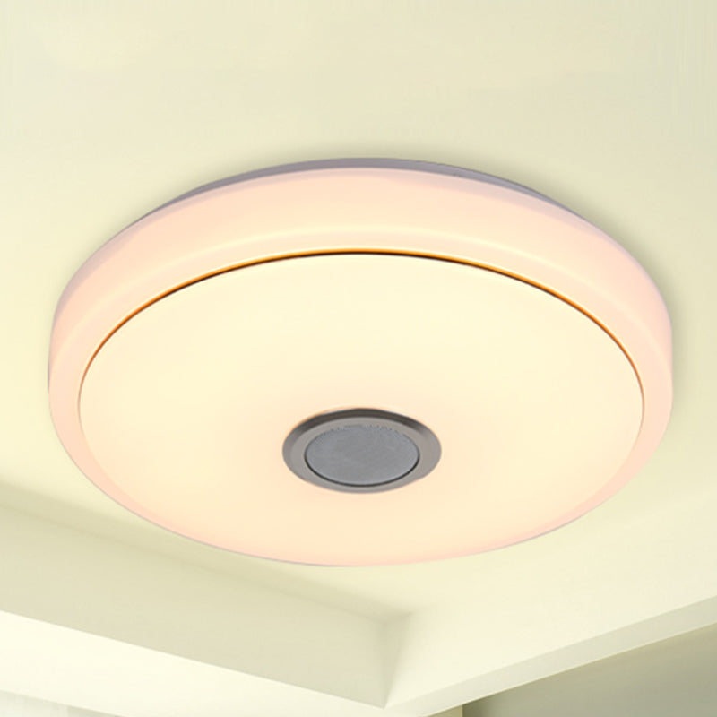 Simple Ceiling Light Fixture Acrylic Bluetooth LED Bedroom Ceiling Flush Mount in White