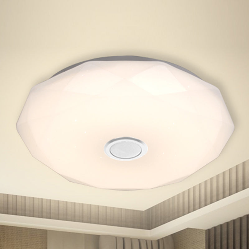 Simple Ceiling Light Fixture Acrylic Bluetooth LED Bedroom Ceiling Flush Mount in White