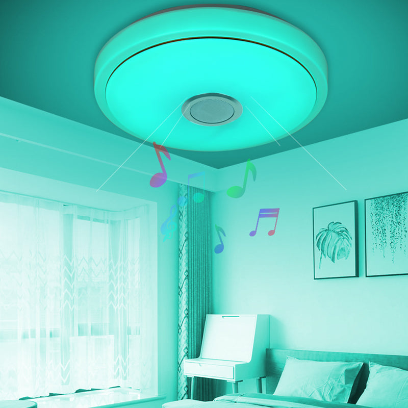 Simple Ceiling Light Fixture Acrylic Bluetooth LED Bedroom Ceiling Flush Mount in White