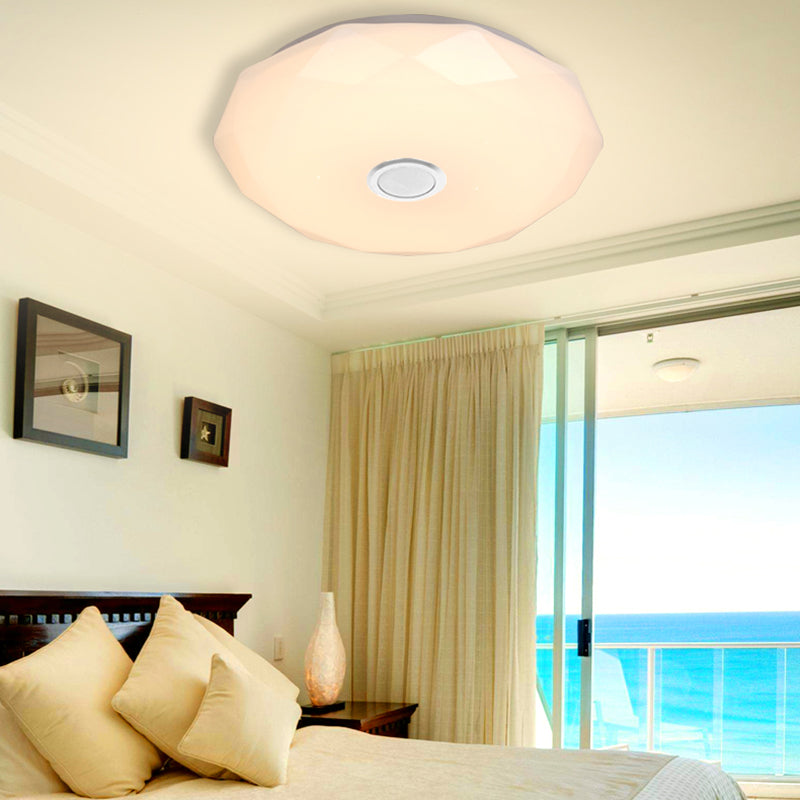 Simple Ceiling Light Fixture Acrylic Bluetooth LED Bedroom Ceiling Flush Mount in White
