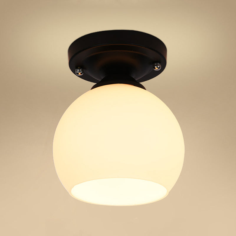 Glass Black Ceiling Mount Light Fixture Round Simplicity Close to Ceiling Lamp