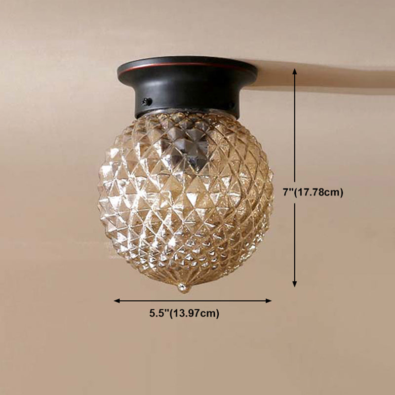Glass Black Ceiling Mount Light Fixture Round Simplicity Close to Ceiling Lamp