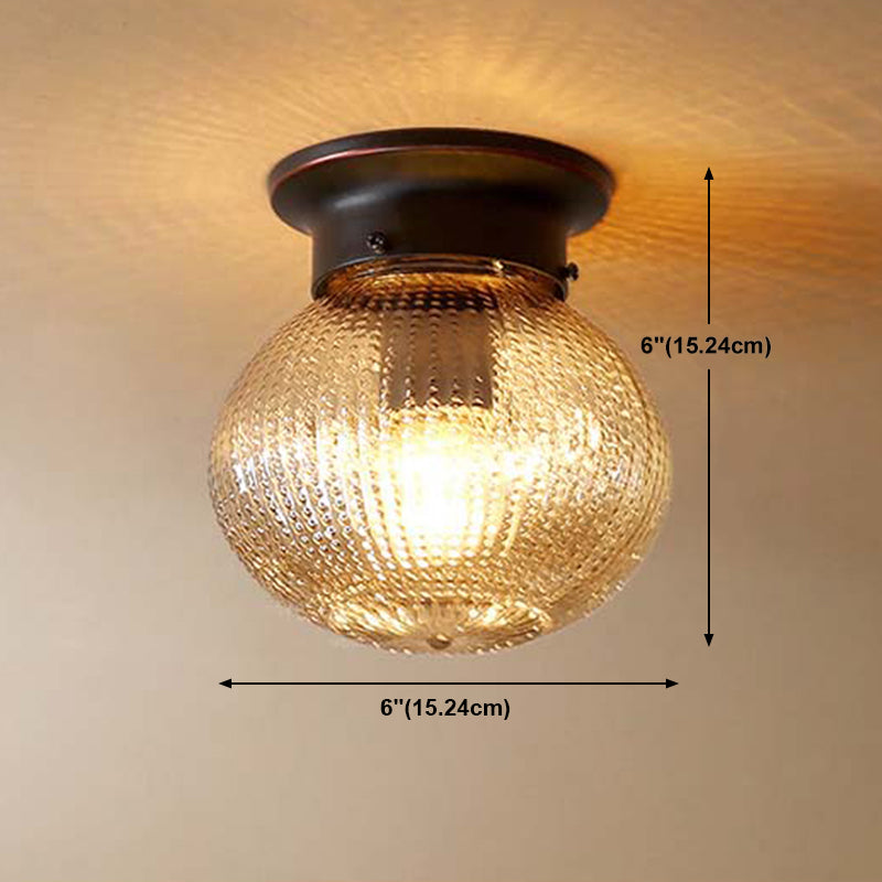 Glass Black Ceiling Mount Light Fixture Round Simplicity Close to Ceiling Lamp