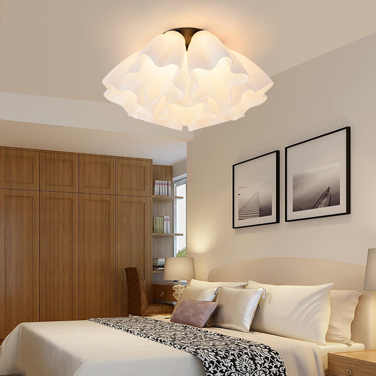 Glass Black Ceiling Flush Mount Light Floral Minimalist Ceiling Mounted Fixture