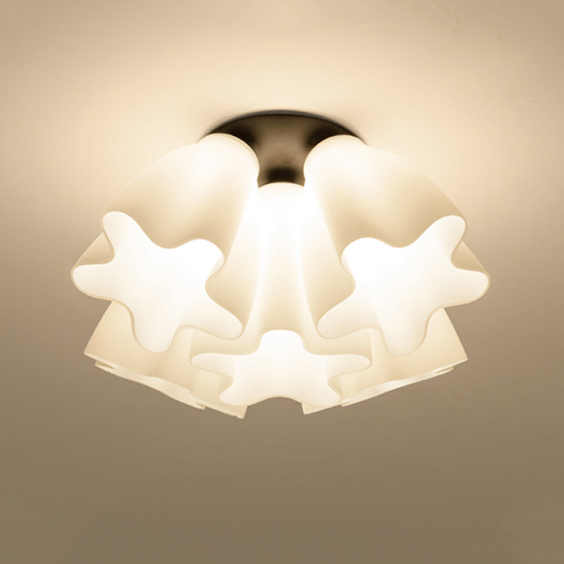 Glass Black Ceiling Flush Mount Light Floral Minimalist Ceiling Mounted Fixture