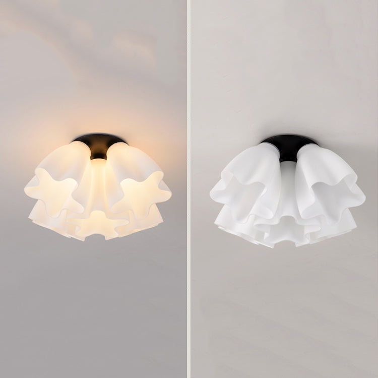 Glass Black Ceiling Flush Mount Light Floral Minimalist Ceiling Mounted Fixture