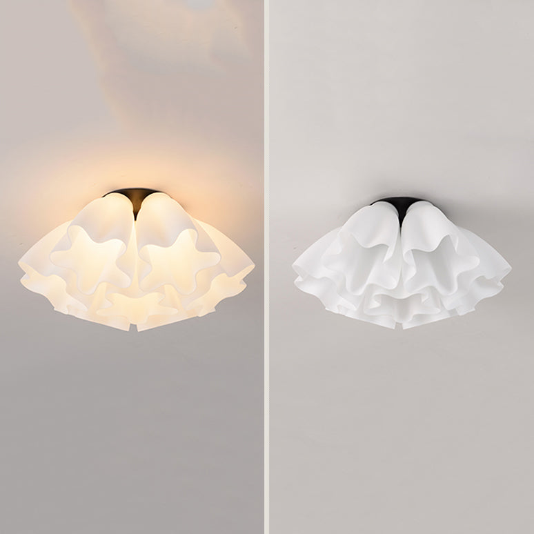 Glass Black Ceiling Flush Mount Light Floral Minimalist Ceiling Mounted Fixture