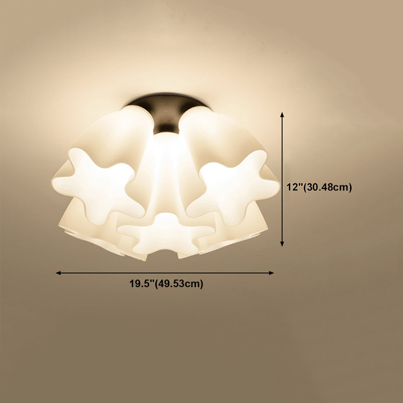 Glass Black Ceiling Flush Mount Light Floral Minimalist Ceiling Mounted Fixture