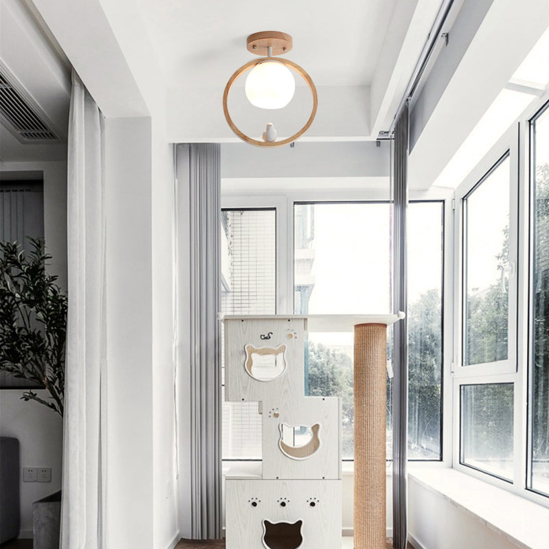 Luminaire à chasse d'eau contemporain 1 Light Wood Flush Mount Lampes en marron
