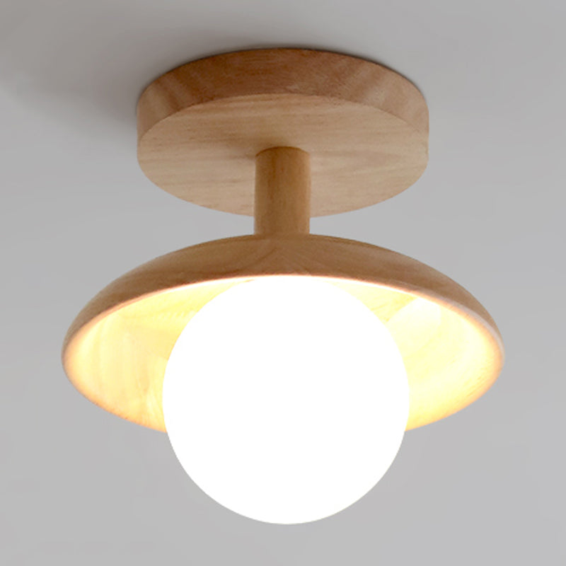 Luminaire à chasse d'eau contemporain 1 Light Wood Flush Mount Lampes en marron