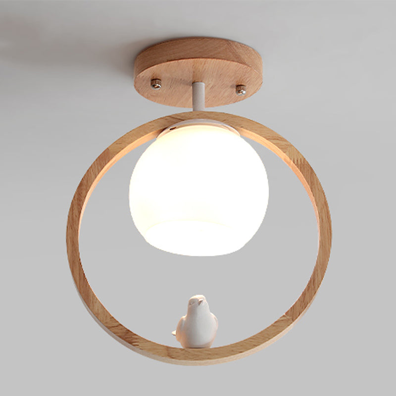 Luminaire à chasse d'eau contemporain 1 Light Wood Flush Mount Lampes en marron
