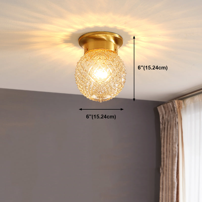 Vintage Shaded Ceiling Mount Light Fixture Glass Ceiling Light Fixture in Brass
