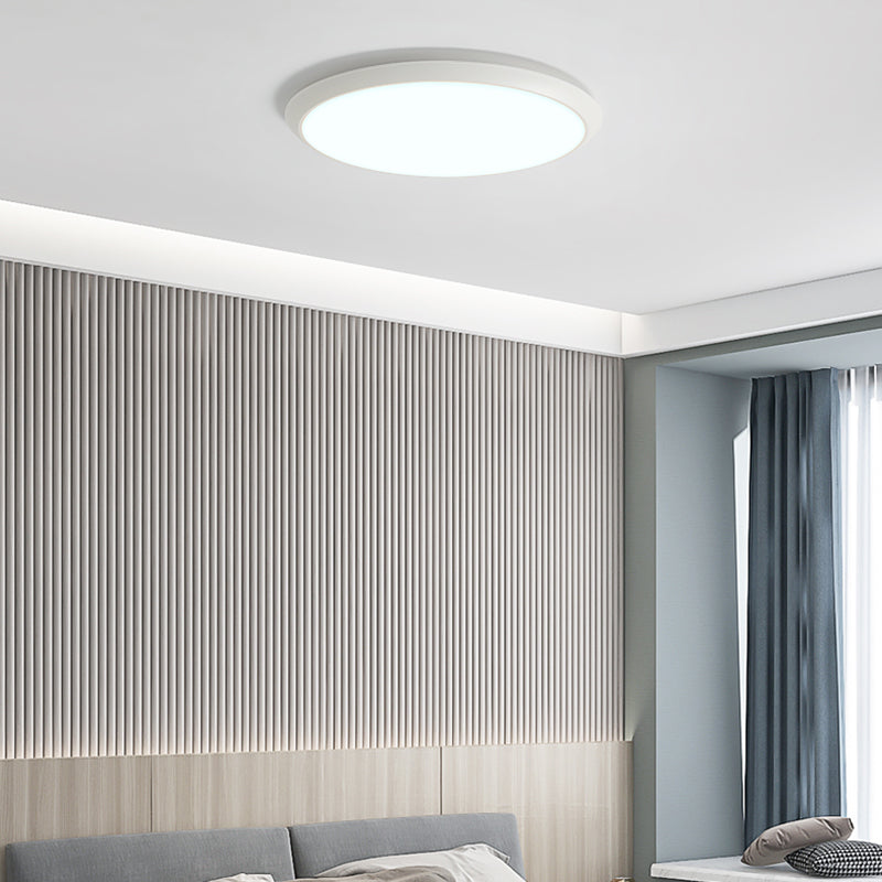 Lámpara de techo empotrada de forma redonda de metal, iluminación empotrada de 1 luz de estilo moderno en blanco