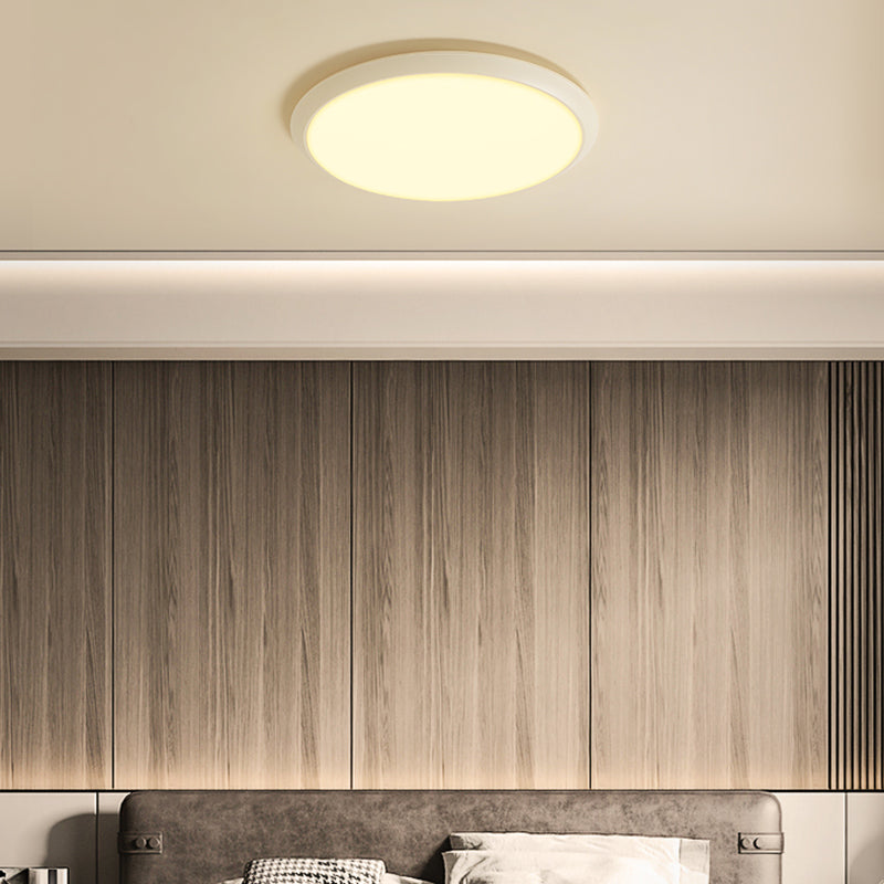 Lámpara de techo empotrada de forma redonda de metal, iluminación empotrada de 1 luz de estilo moderno en blanco