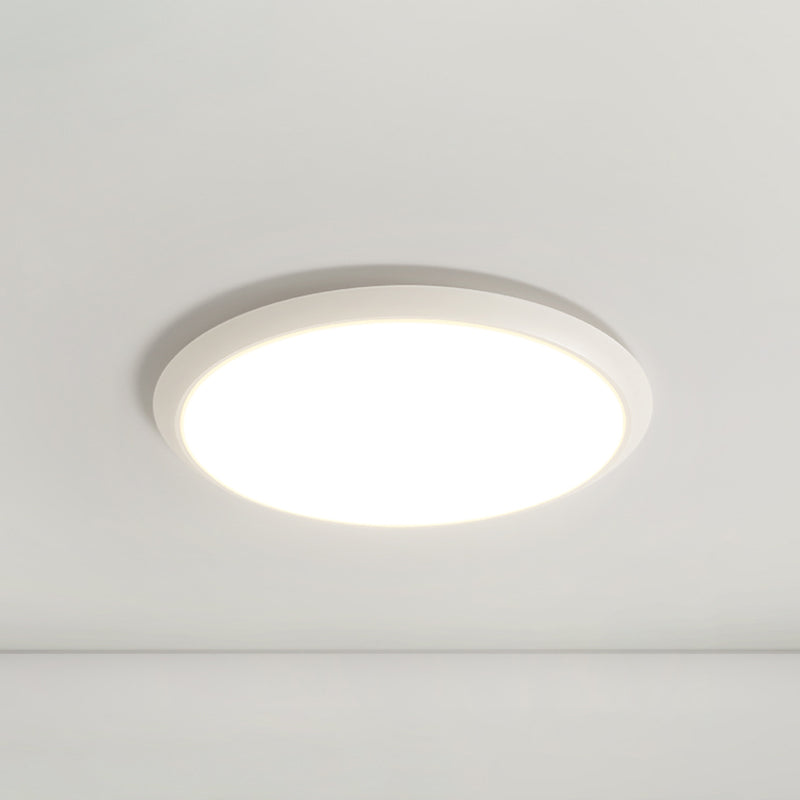 Lámpara de techo empotrada de forma redonda de metal, iluminación empotrada de 1 luz de estilo moderno en blanco