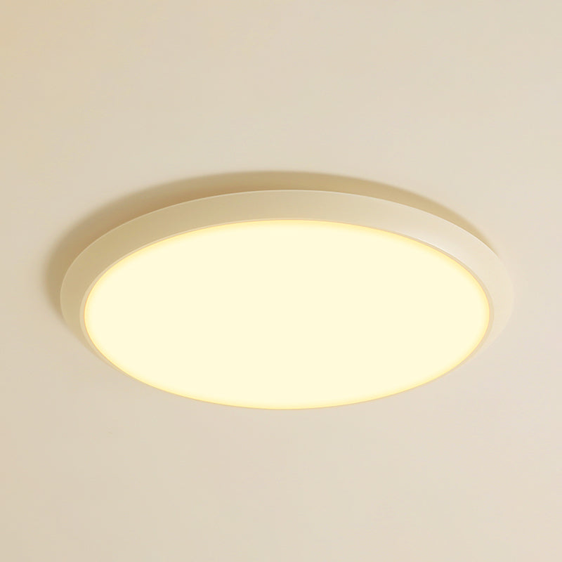 Lámpara de techo empotrada de forma redonda de metal, iluminación empotrada de 1 luz de estilo moderno en blanco