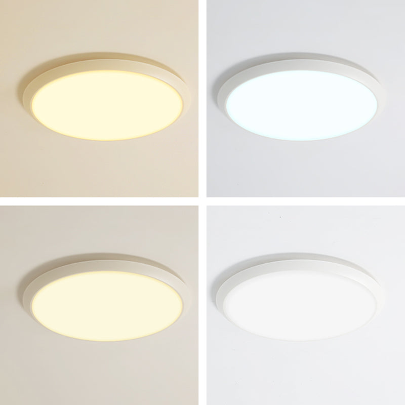 Lámpara de techo empotrada de forma redonda de metal, iluminación empotrada de 1 luz de estilo moderno en blanco