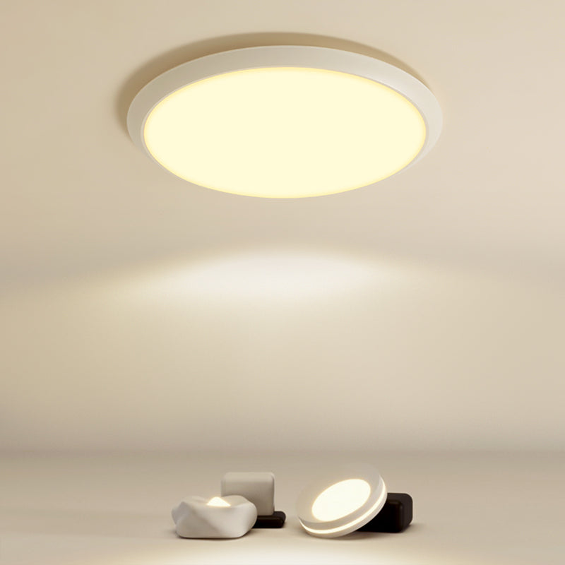 Lámpara de techo empotrada de forma redonda de metal, iluminación empotrada de 1 luz de estilo moderno en blanco