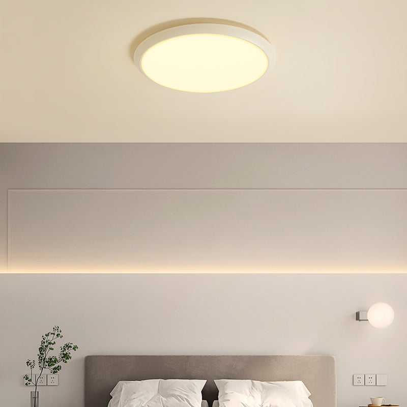 Lámpara de techo empotrada de forma redonda de metal, iluminación empotrada de 1 luz de estilo moderno en blanco