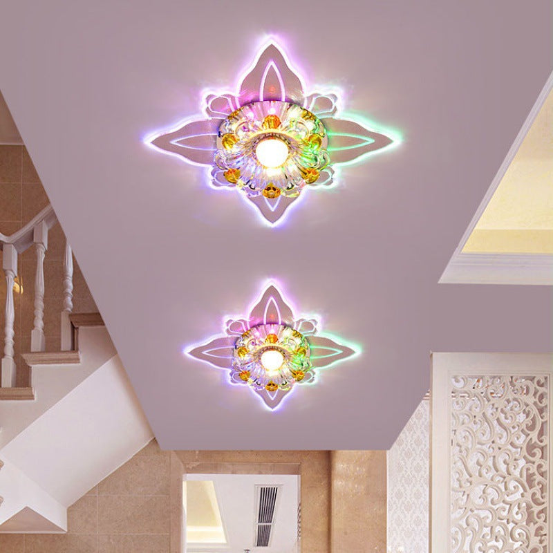 Moderne quadratische Form Deckenleuchte Kristall 2-Licht Deckenleuchte mit Loch 2-3.5'' Dia