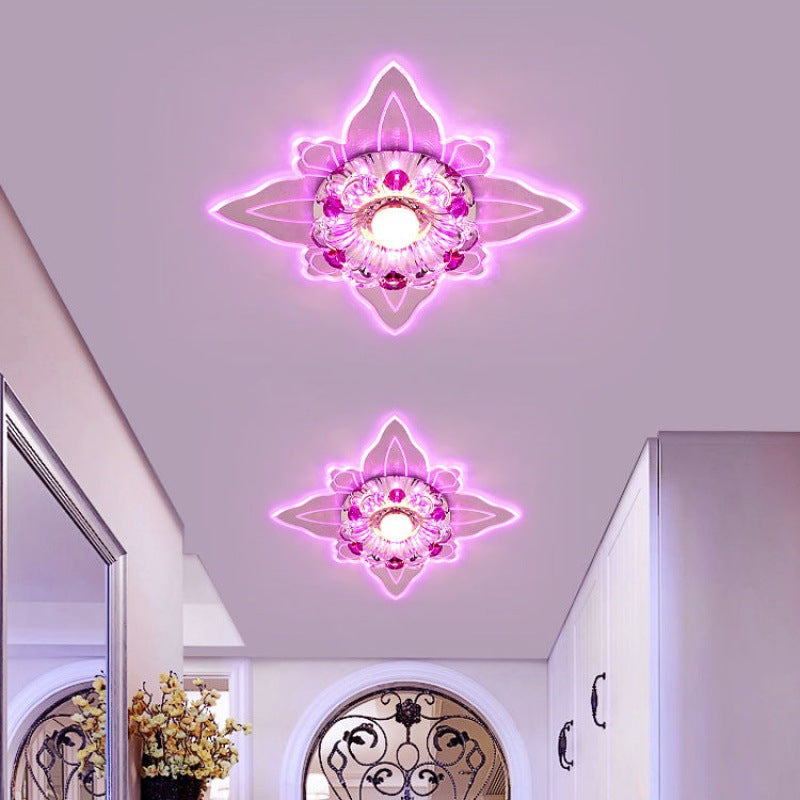 Moderne quadratische Form Deckenleuchte Kristall 2-Licht Deckenleuchte mit Loch 2-3.5'' Dia