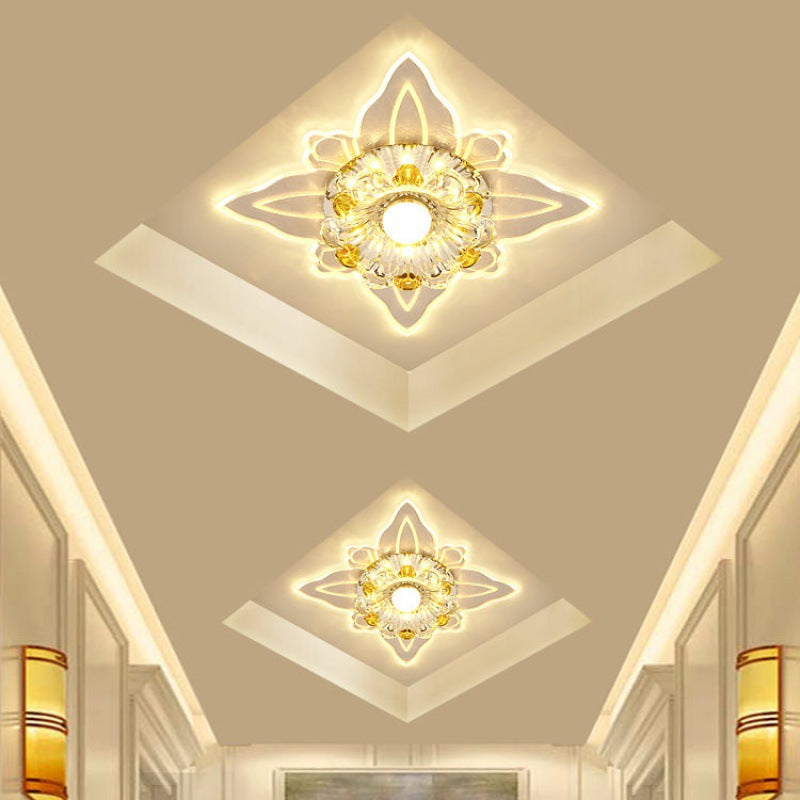 Moderne quadratische Form Deckenleuchte Kristall 2-Licht Deckenleuchte mit Loch 2-3.5'' Dia