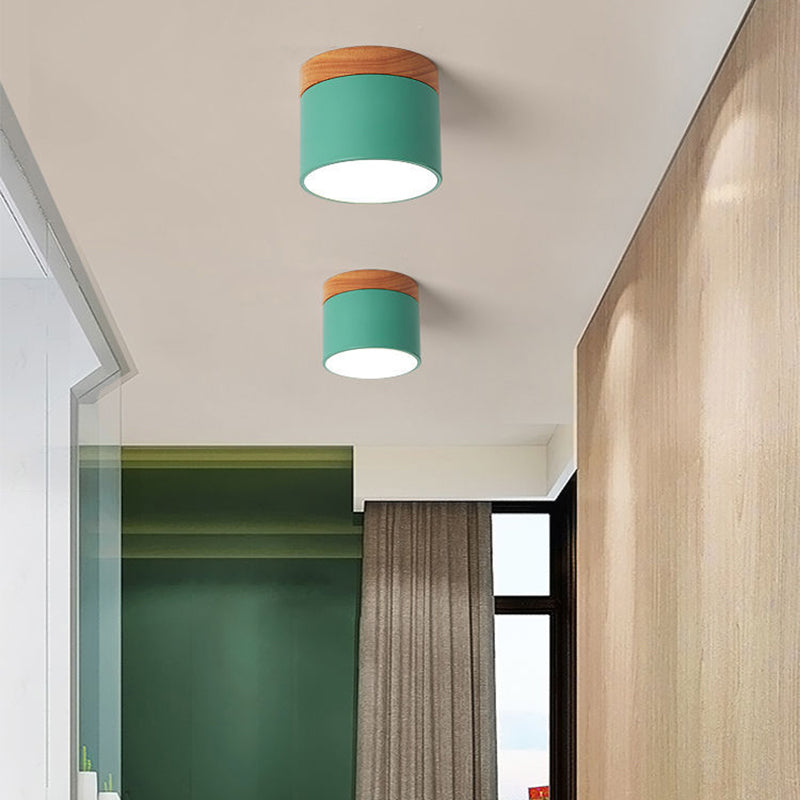 Plafonnier de forme cylindrique de style moderne en métal à 1 lumière pour le salon