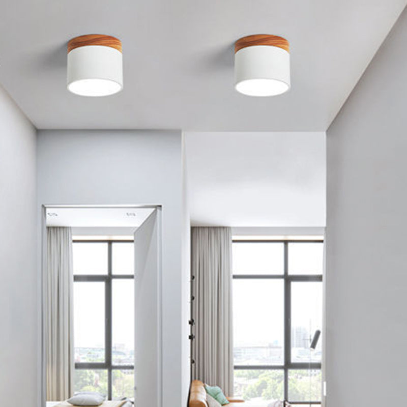 Plafonnier de forme cylindrique de style moderne en métal à 1 lumière pour le salon