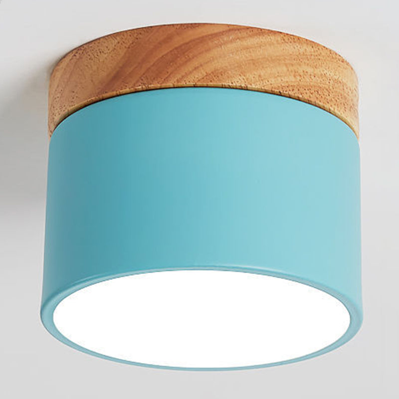 Plafonnier de forme cylindrique de style moderne en métal à 1 lumière pour le salon