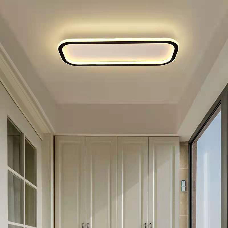 Plafonnier rectangulaire noir, éclairage de plafond moderne en aluminium à LED
