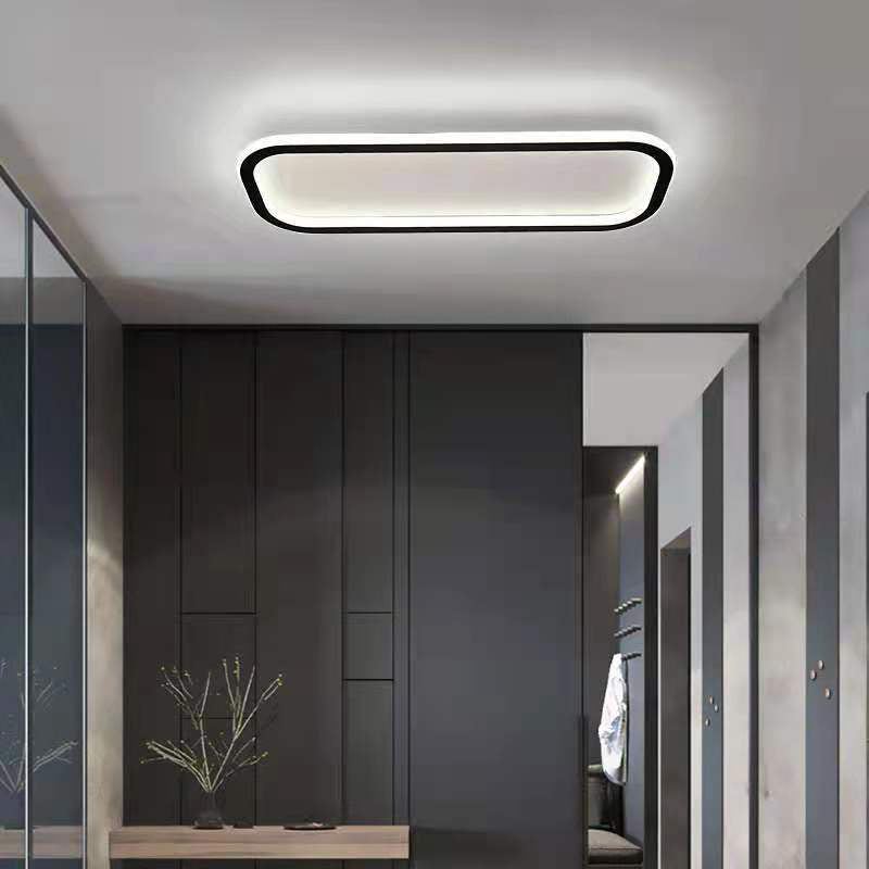 Plafonnier rectangulaire noir, éclairage de plafond moderne en aluminium à LED