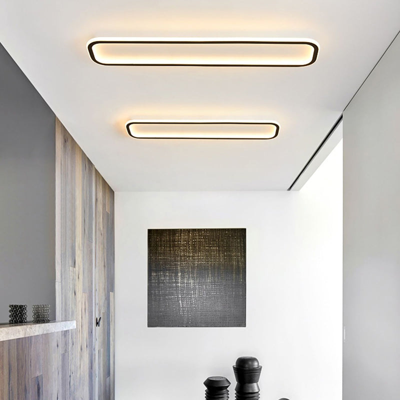 Plafonnier rectangulaire noir, éclairage de plafond moderne en aluminium à LED