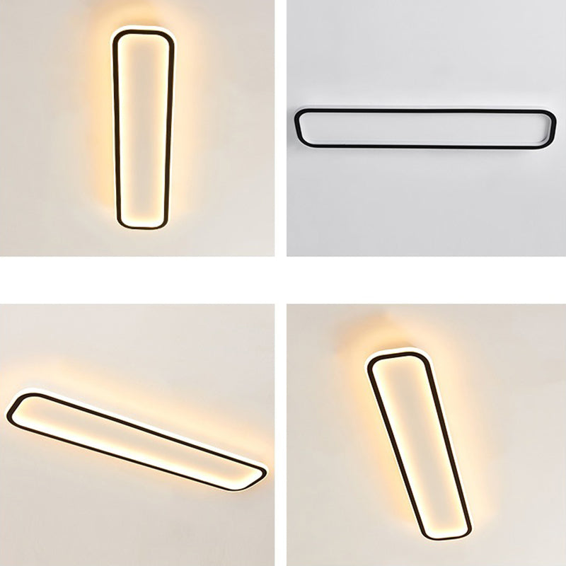 Plafonnier rectangulaire noir, éclairage de plafond moderne en aluminium à LED