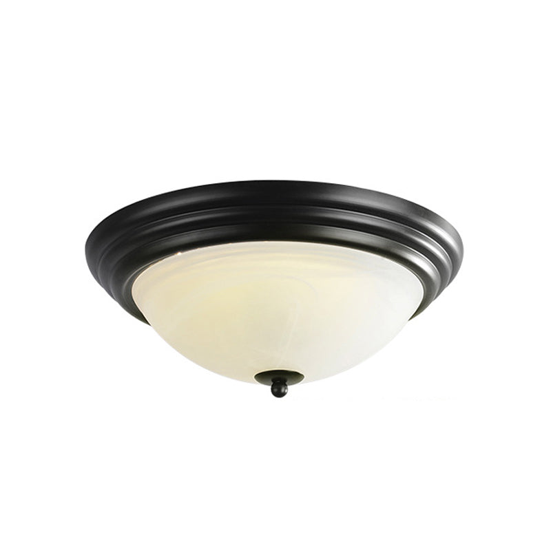 Traditional Bowl Flush Ceiling Light Glass Flush Mount Lighting in Black