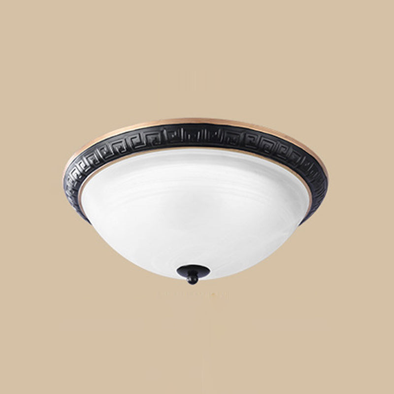 Traditional Bowl Flush Ceiling Light Glass Flush Mount Lighting in Black