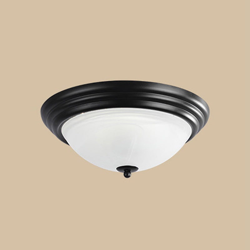 Traditional Bowl Flush Ceiling Light Glass Flush Mount Lighting in Black