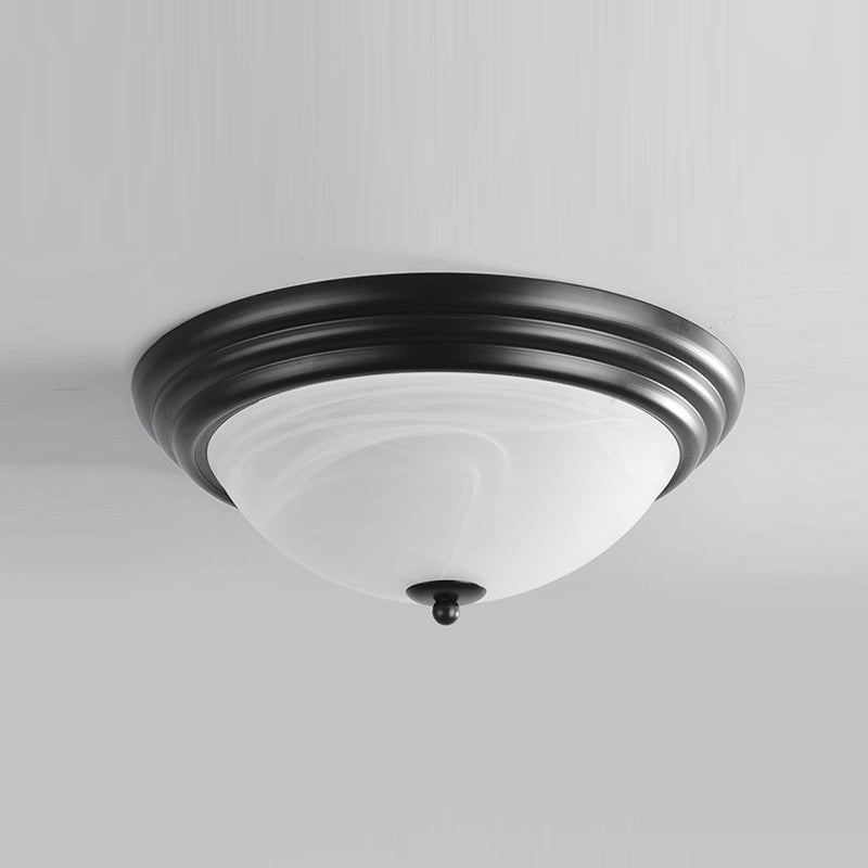 Traditional Bowl Flush Ceiling Light Glass Flush Mount Lighting in Black