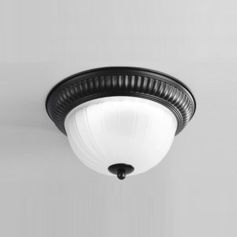 Traditional Bowl Flush Ceiling Light Glass Flush Mount Lighting in Black