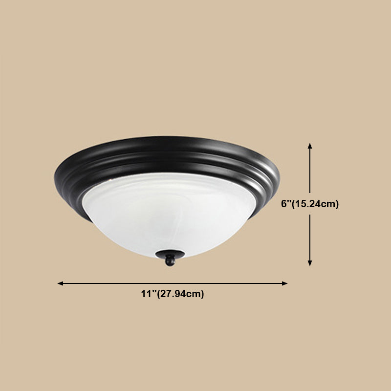Traditional Bowl Flush Ceiling Light Glass Flush Mount Lighting in Black