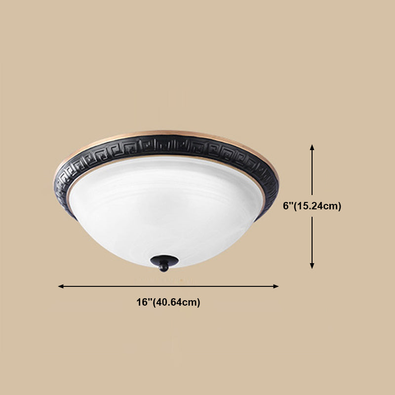 Traditional Bowl Flush Ceiling Light Glass Flush Mount Lighting in Black