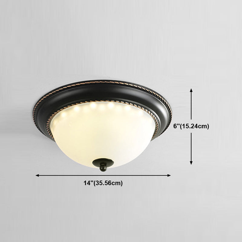 Traditional Bowl Flush Ceiling Light Glass Flush Mount Lighting in Black