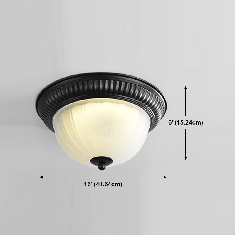 Traditional Bowl Flush Ceiling Light Glass Flush Mount Lighting in Black