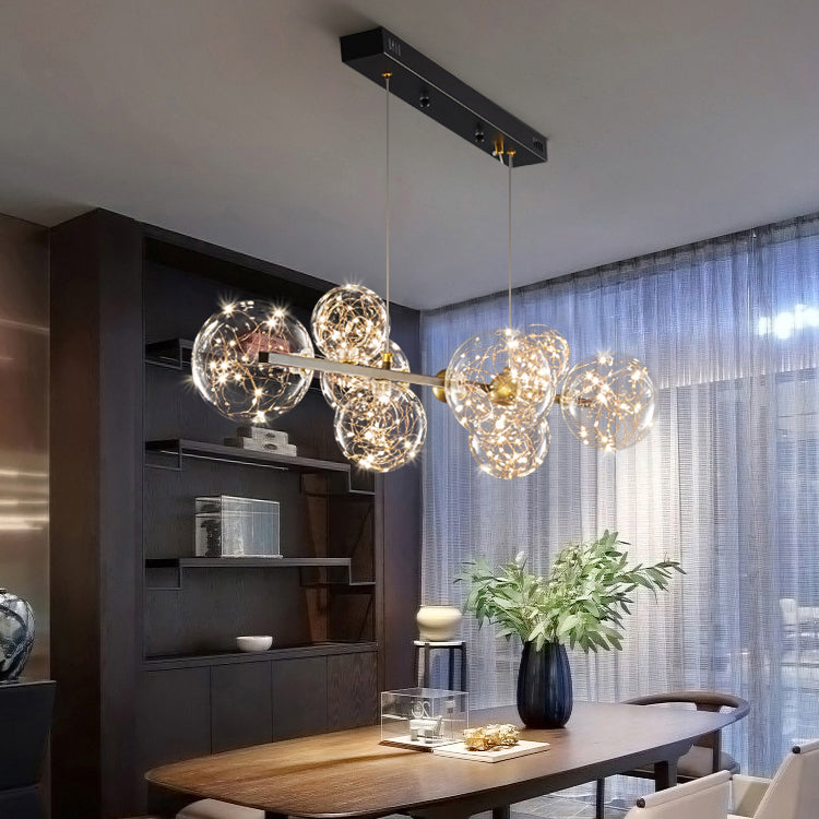 Accesorios de iluminación colgante de 8 cabezas de vidrio de lámpara simple para mesa de comedor