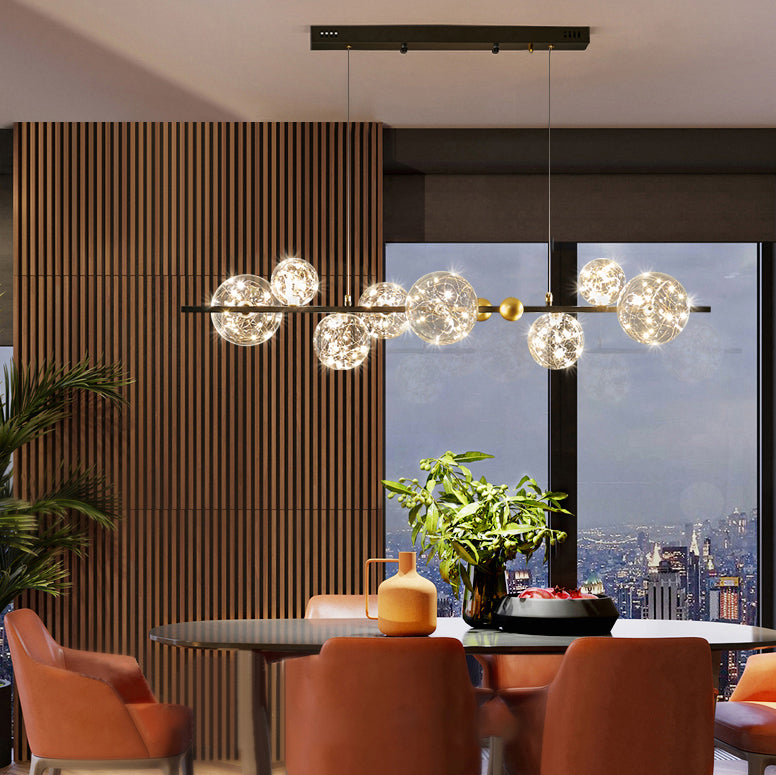Accesorios de iluminación colgante de 8 cabezas de vidrio de lámpara simple para mesa de comedor